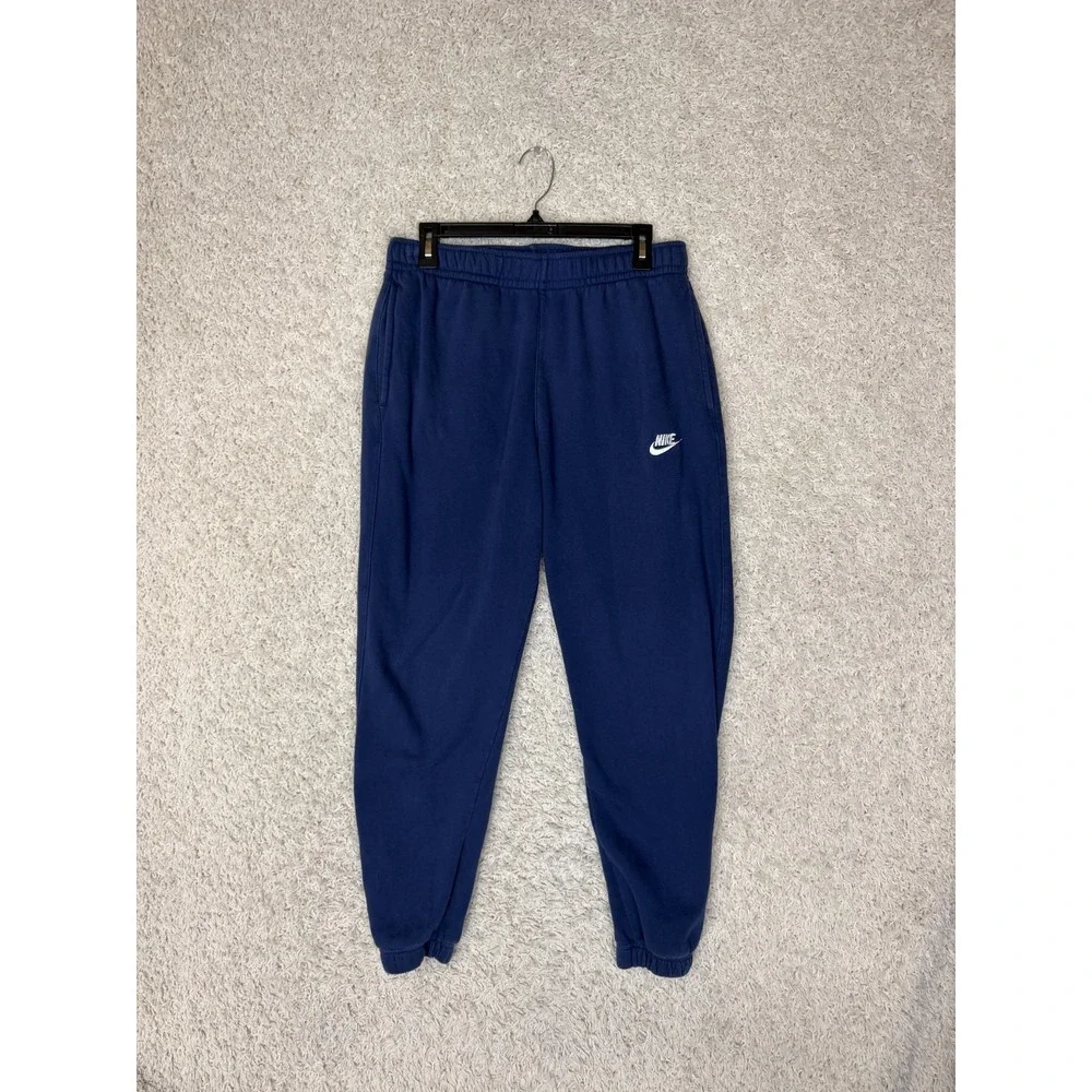 Nike Mens Club Fleece Joggers Navy Blue Sweatpants Size Medium BV2737-410